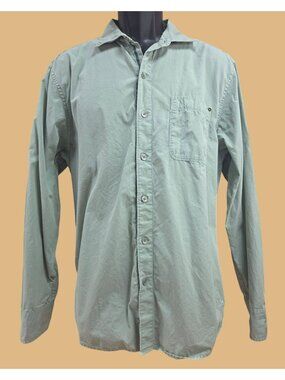 Tommy Bahama Mens Long Sleeve Button-Up Green Shirt Medium